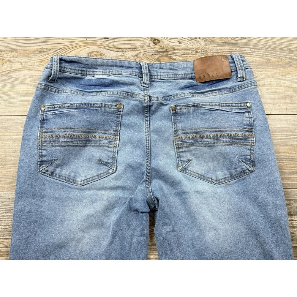 Artful Rebel Jeans Mens‎ 34x32 Light Wash Slim Straight Denim 5 Pocket Zip Fly